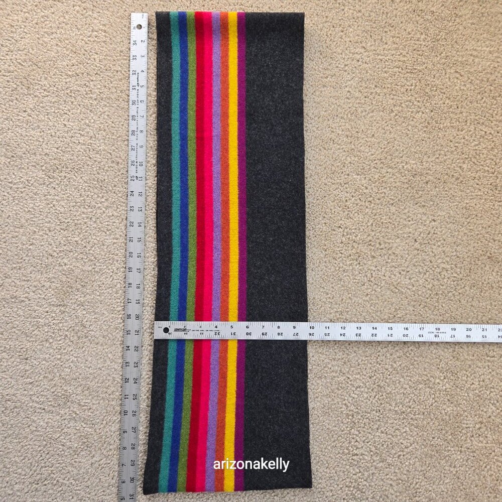 Striped Wool Scarf Green Grove Weavers Scotland - Picture 6 of 10